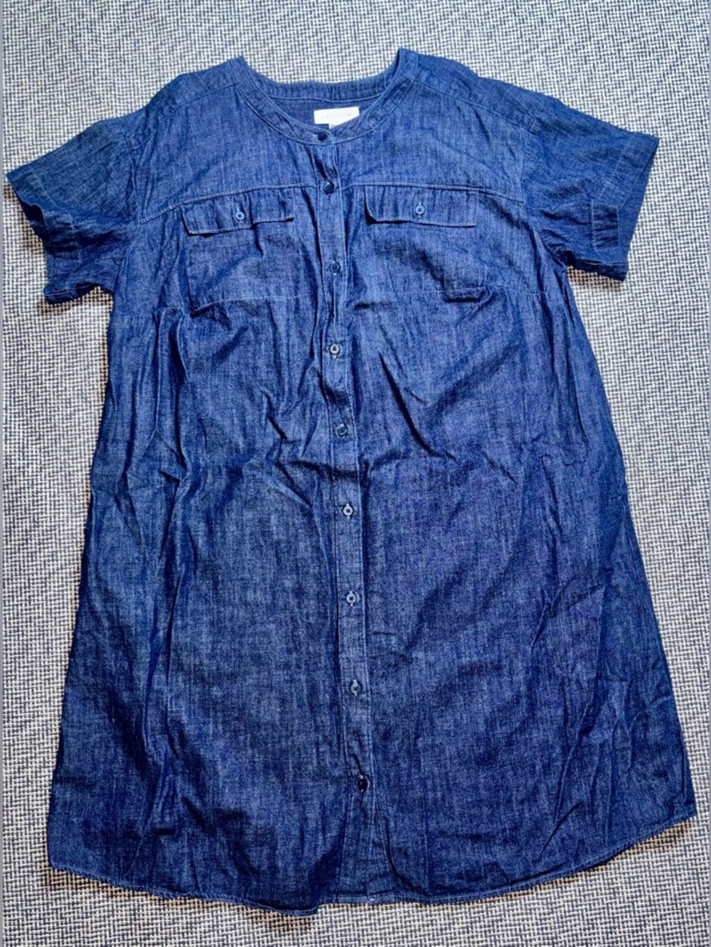 Vintage Liz Claiborne Women’s, Denim Shirt Sleeve Dress W/Pockets, Blue,Size 1X